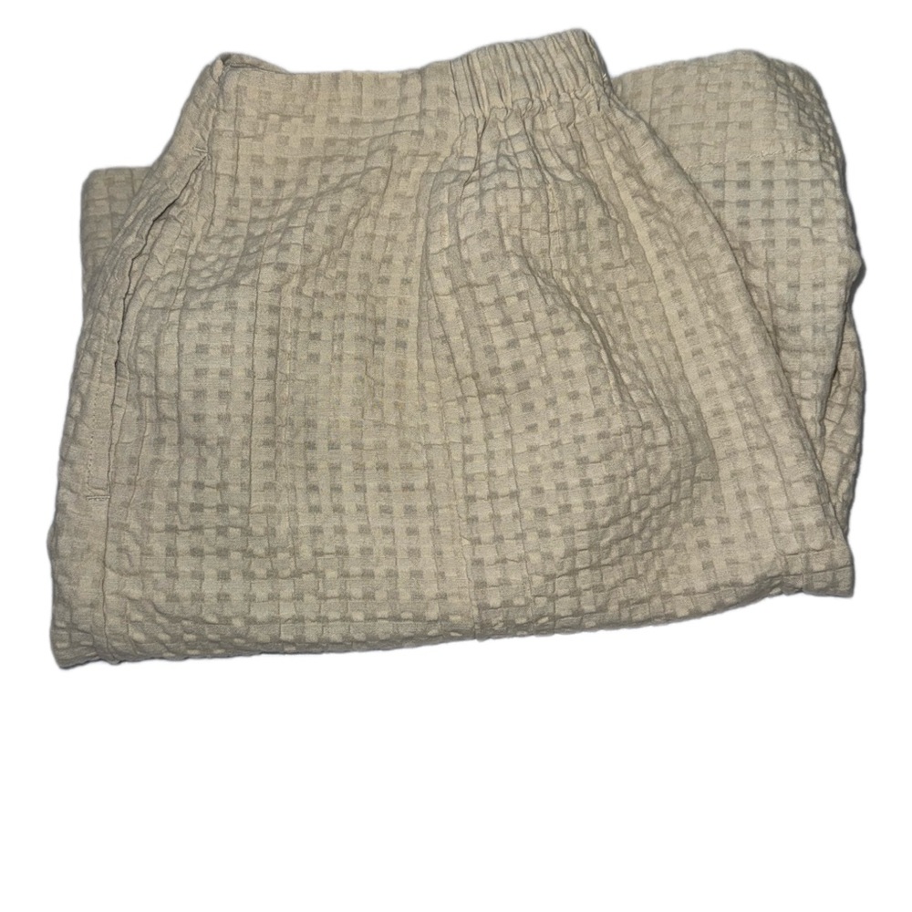 Free People free-est Pucker Check Wrap Shorts Oatmeal 100% Cotton Size L - Picture 9 of 14